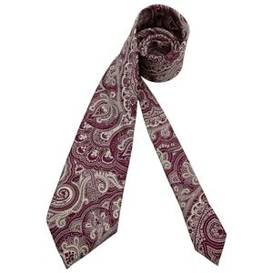 TINO COSMA XL Burgundy/Ivory Paisley Silk LUXURY Tie ITALY